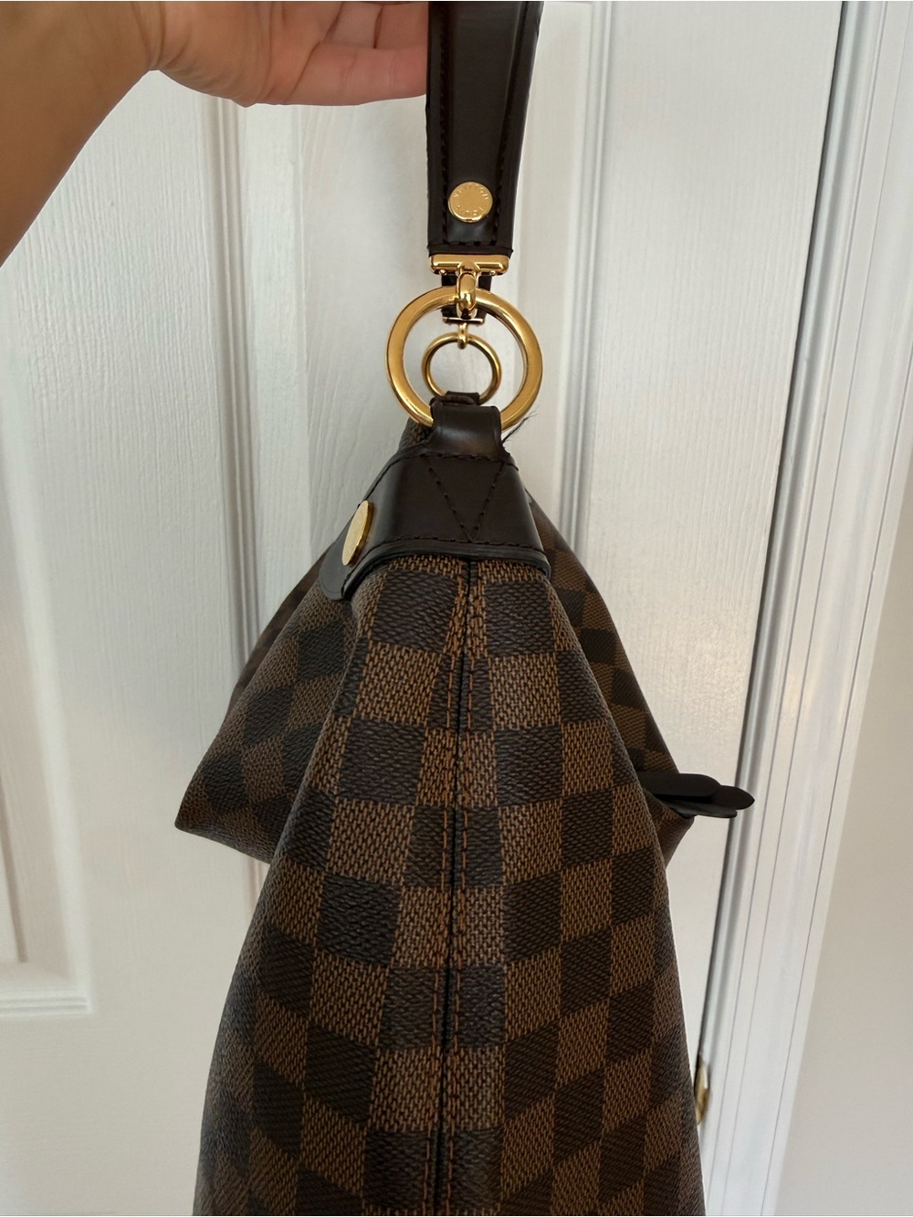 Louis Vuitton Brown Damier Hobo with Red Interior - Picture 6 of 10